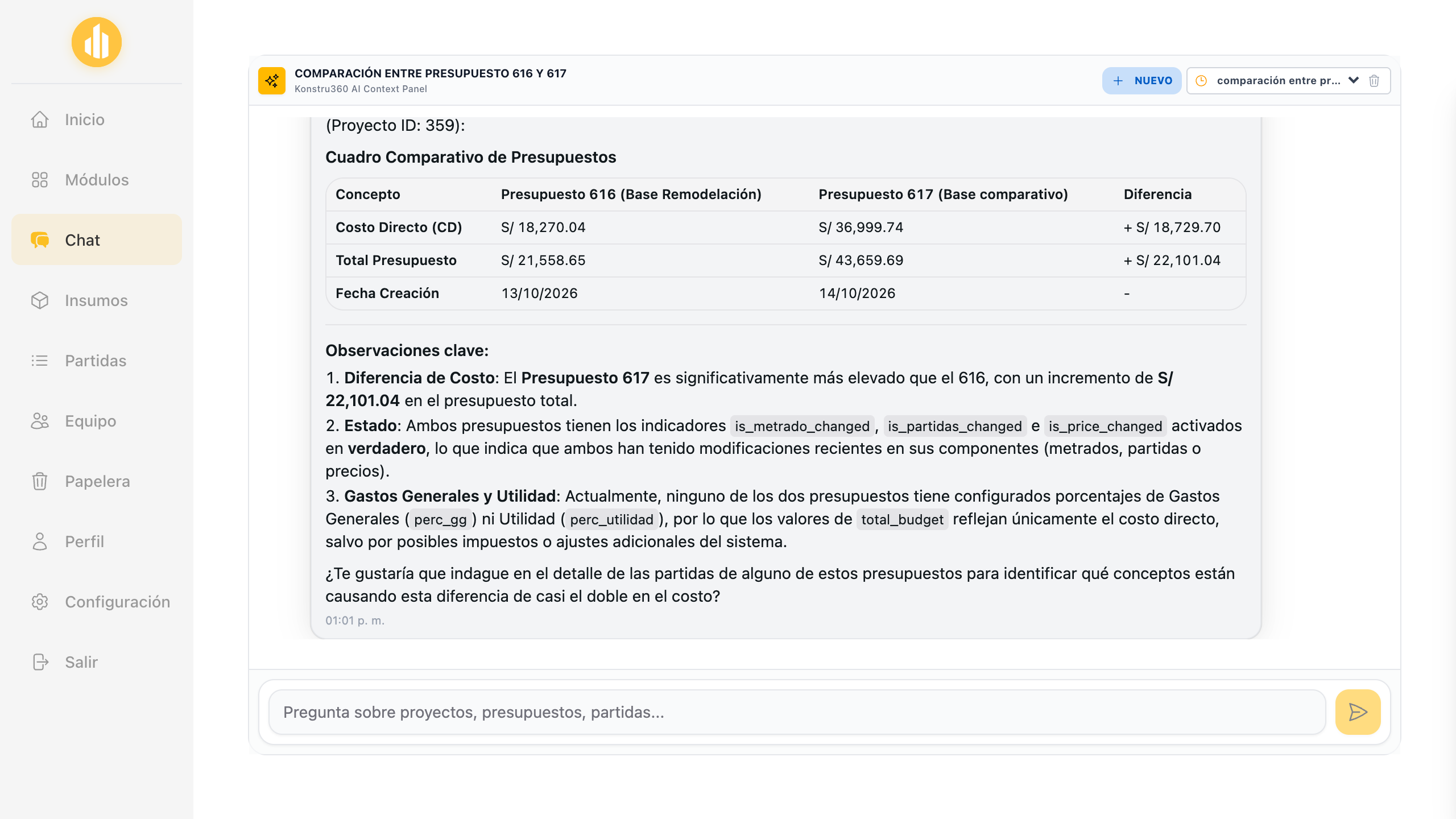 Konstru360 — Chat IA: Pregúntale a tus datos